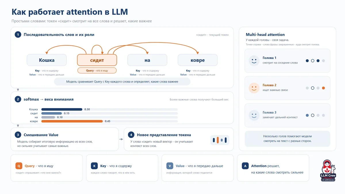 Иллюстрация к статье «Механизмы внимания в современных LLM»